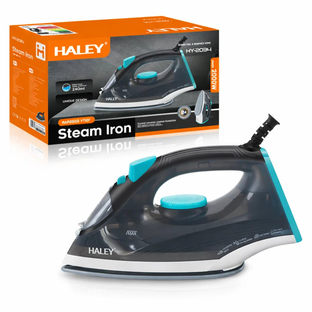 Fier de călcat cu abur HALEY HY-2034, 2000W, talpă ceramică, abur vertical, rezervor 240 ml