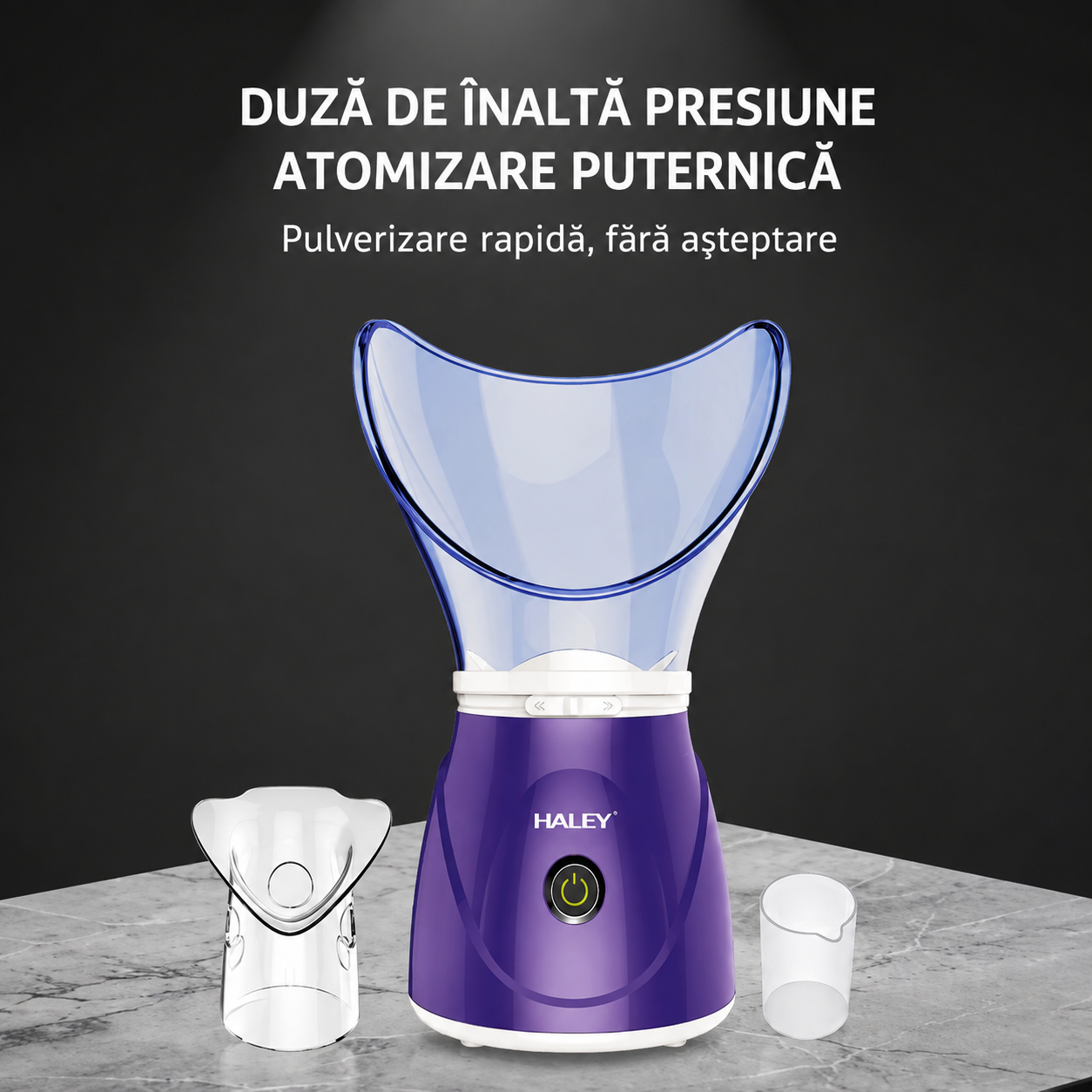 Saună Facială Cu Aburi Haley HY-6500, 200W, Vaporizator Facial Pentru Curățare Și Hidratare, Încălzire Rapidă, Temperatură Constantă, Mască Facială, Mov