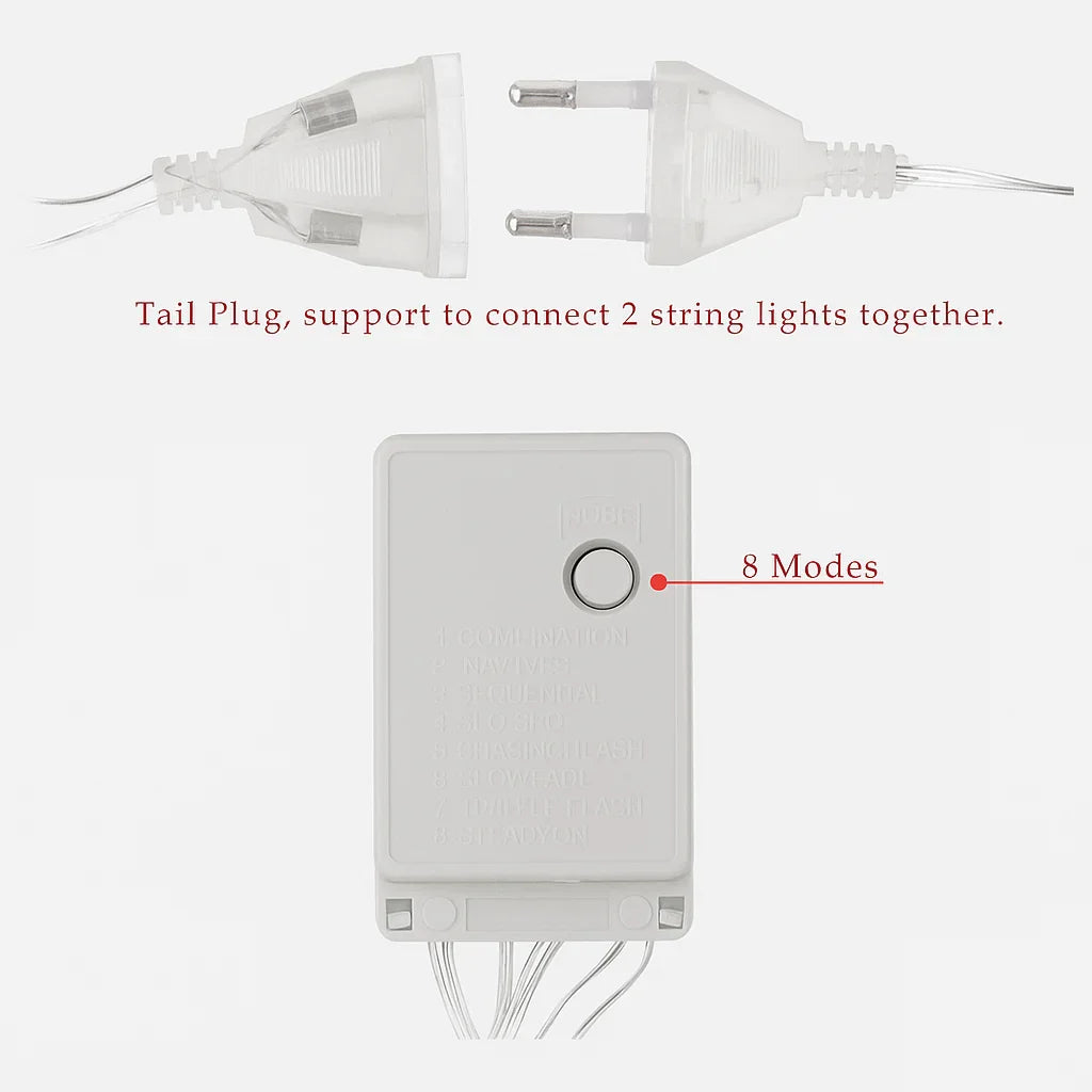 instalatie luminoasă Crăciun 12 metri AT PERFORMANCE® – 300 LED-uri alb rece, decor interior/exterior