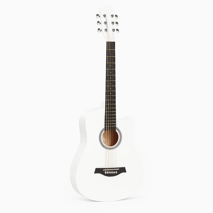 Chitară acustică 4/4 albă – design elegant, sunet clar și echilibrat
