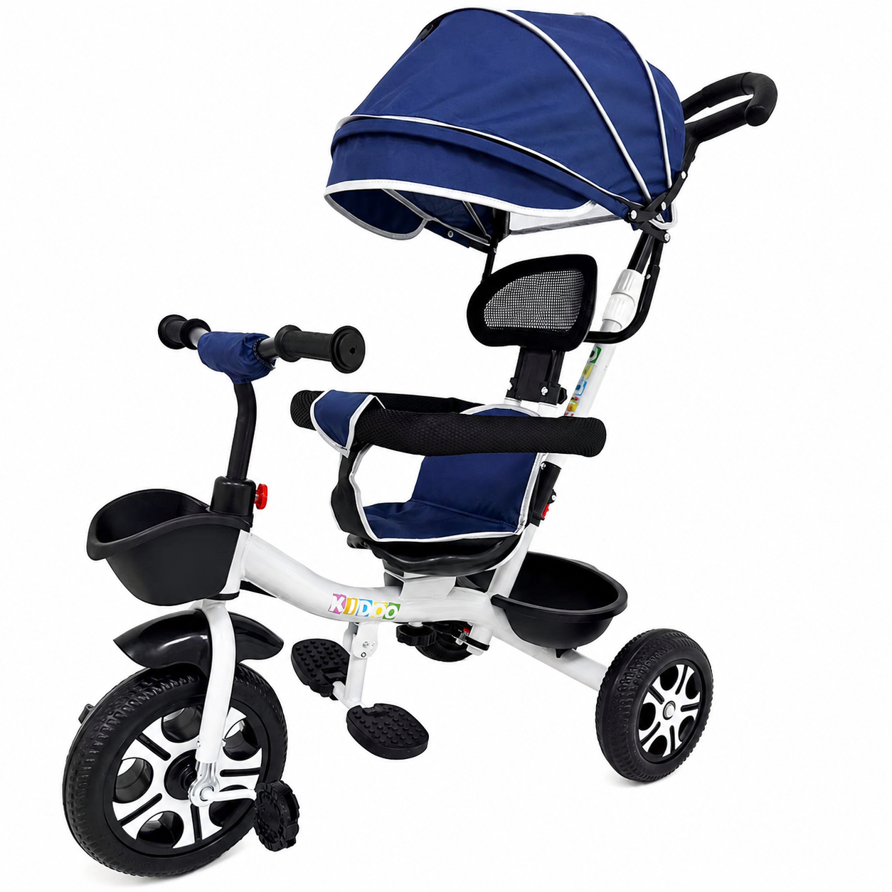 Tricicletă Evolutivă Kiddo KD-X06, Scaun Rotativ 360°, Poziție de Somn, Copertină UV, Roți din Cauciuc, 9 Luni – 6 Ani