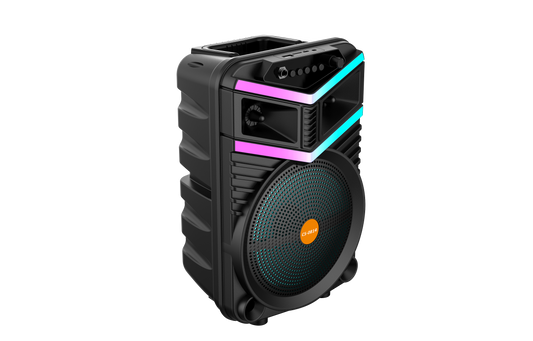 Boxa Portabila AT PERFORMANCE®, cu Lumini RGB, cu Maner, Putere 100W, MP3, USB, Bluetooth, TF, WIFI, Slot Microfon, Karaoke, Acumulator, Negru