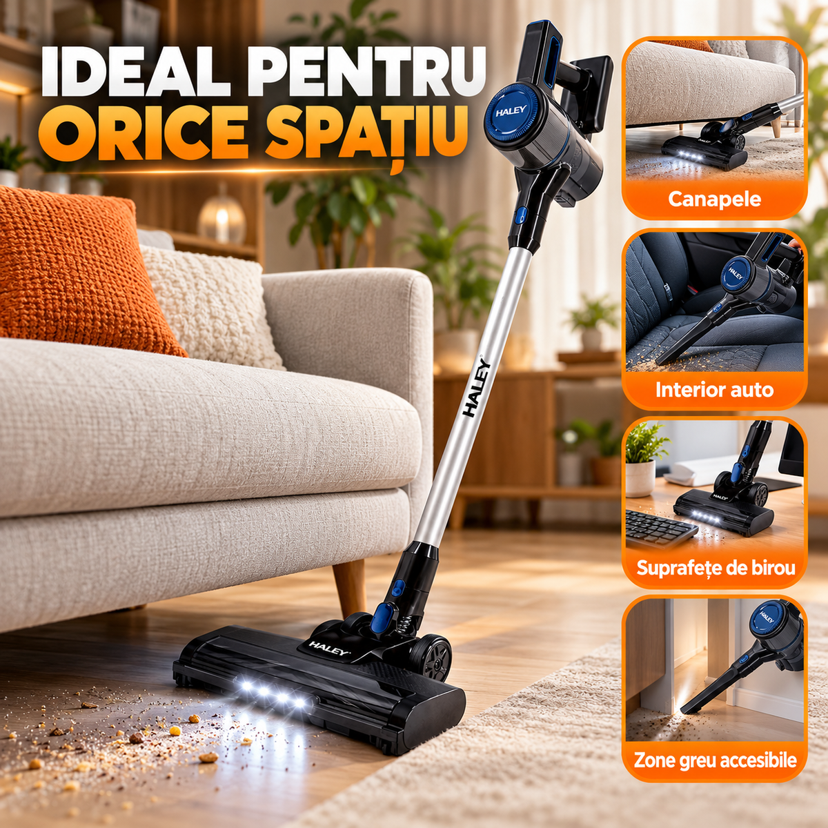 Aspirator HALEY HY-3913 pentru casa masina si zone greu accesibile