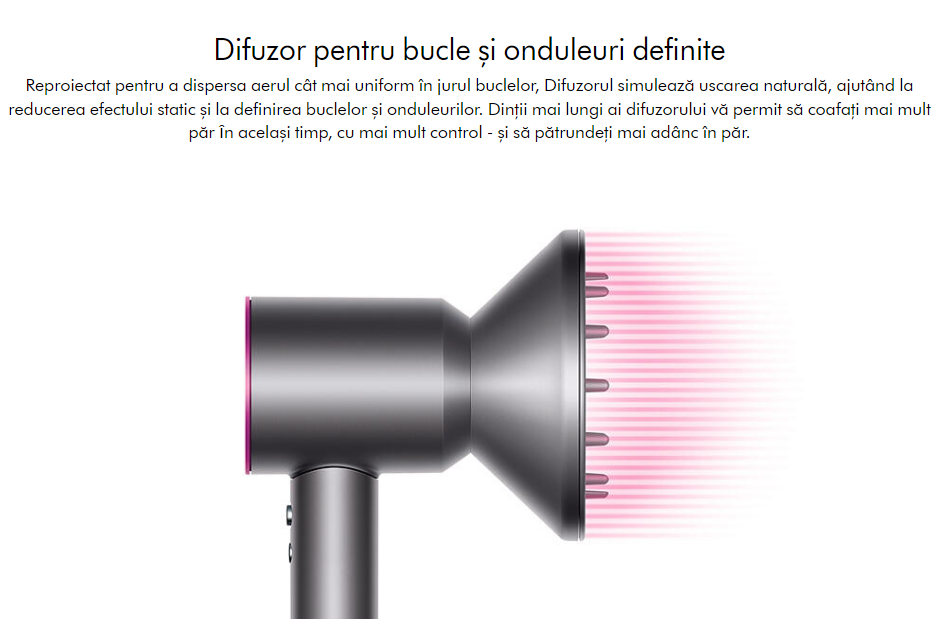Uscător de Păr Ultra Puternic At Performance, Ioni Negativi, Aer Rece/Cald, 3 Trepte de Viteză, 4 Trepte de Temperatură, 5 Capete Diferite, Roz
