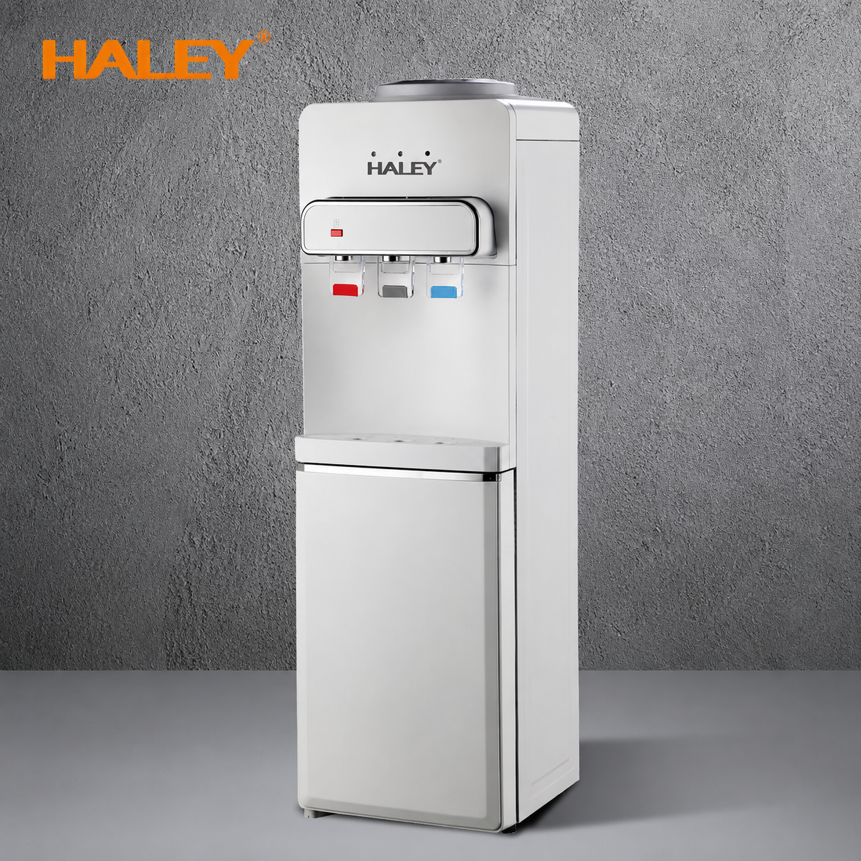 Dozator de Apă HALEY HY-2306, Apă Caldă, Rece și la Temperatura Camerei, Răcire cu Compresor, 650W, 3 Robinete, Blocare Copii, Dulap Depozitare