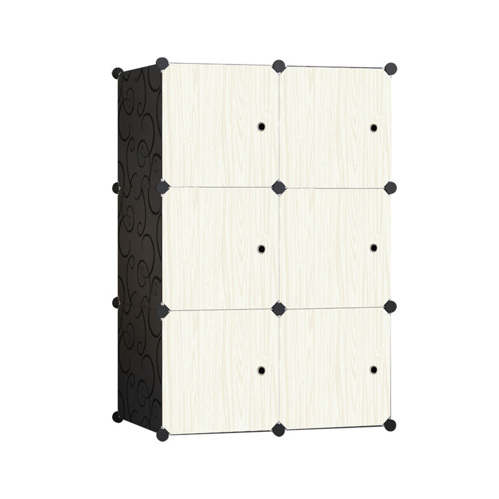 Dulap modular pentru copii, crem, AT PERFORMANCE®, 6 rafturi, durabil, 74X37X110 cm