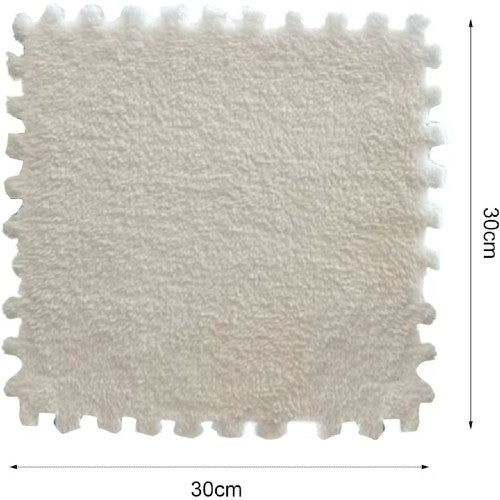 Set 10x Mocheta Pufoasa Tip Covor Puzzle, cu Spuma 30×30 cm, ALB
