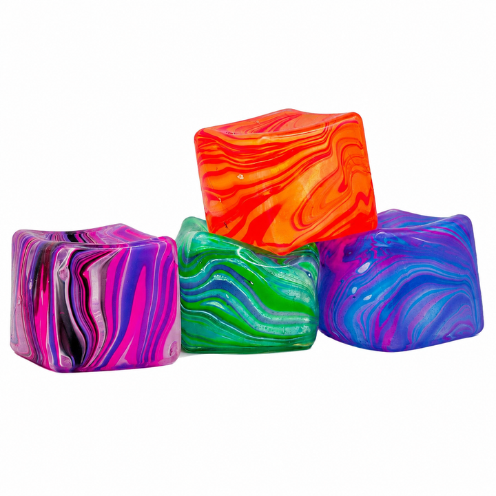 Jucărie Antistres AT PERFORMANCE® Cosmic Cube, Squishy Senzorial Verde-Albastru, 5.7 cm, Fidget Toy pentru Copii și Adulți