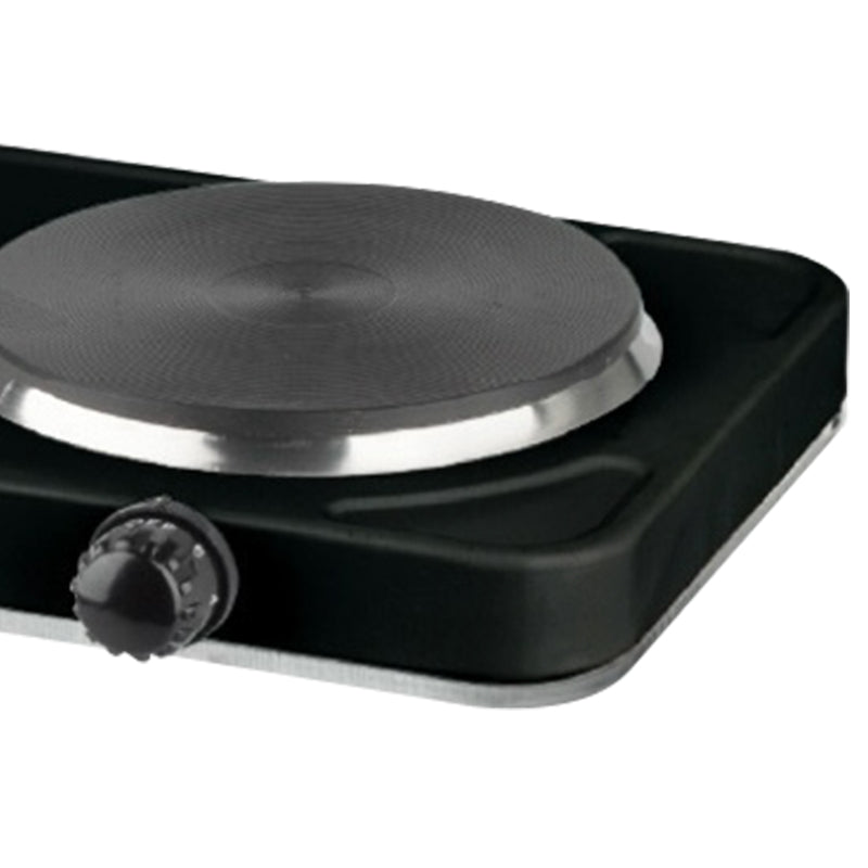 Plită Electrică HALEY cu 2 Zone de Gătit – 2000W, Timer, Protecție la Supraîncălzire, Design Inoxidabil Elegant, Negru