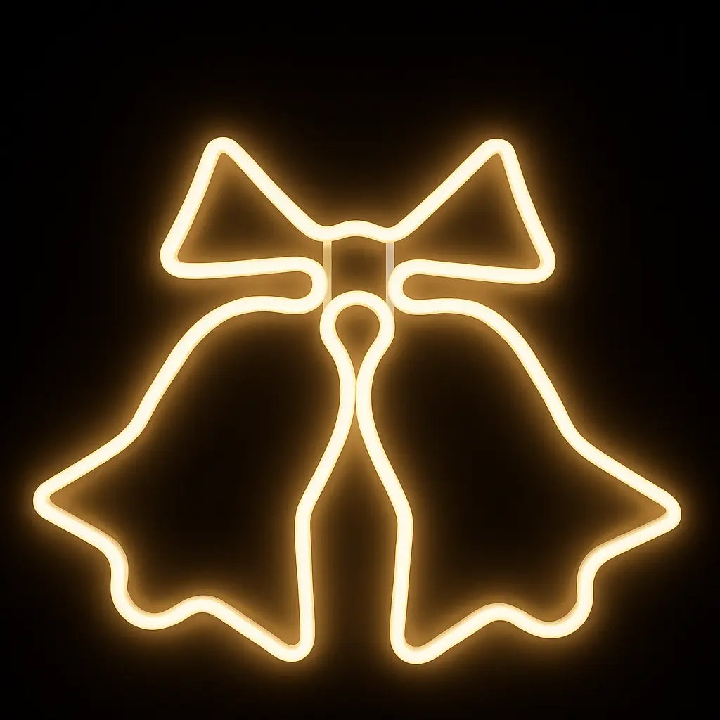 Clopotei decorativi luminosi, pentru Craciun, AT PERFORMANCE®, rezistenti la apa, suspendabili usa si geam, IP65, 50 x 60 cm, alb cald