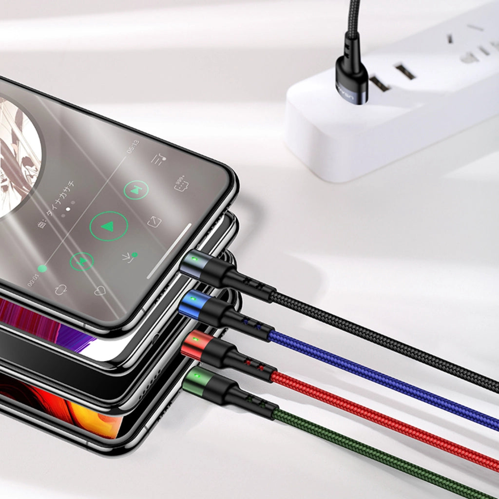 Cablu de incarcare împletit 3 în 1 USAMS, Lightning - USB-C - Micro USB, 5V, 1.2m