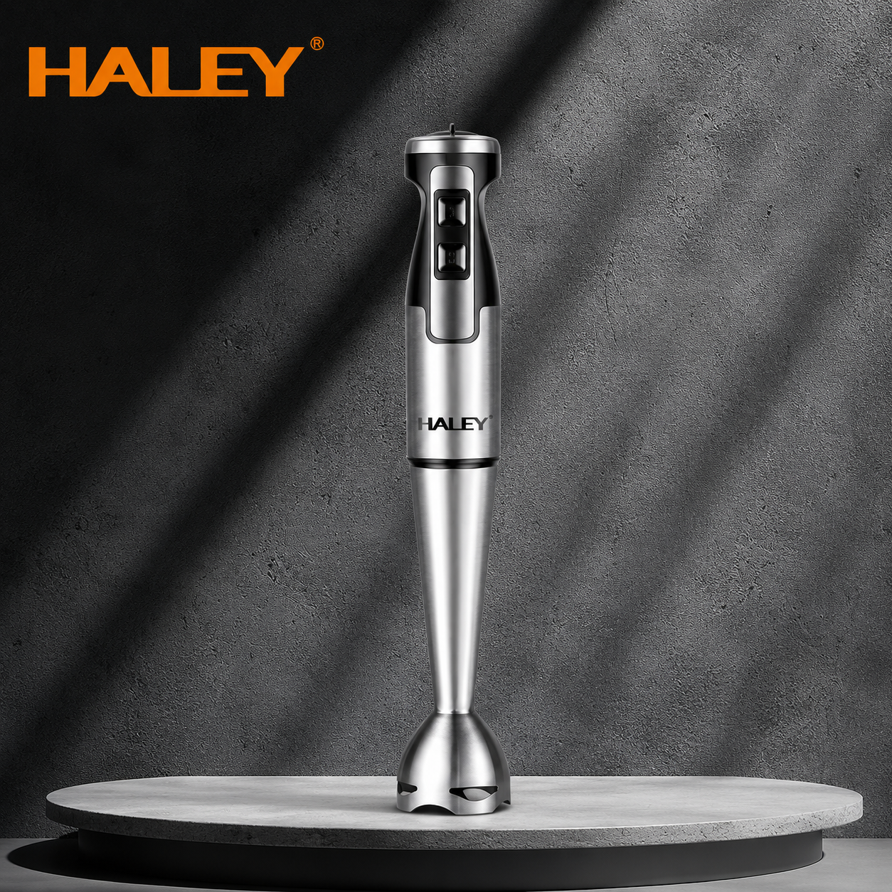 Blender Vertical De Mână Haley HY-1103, 1600W, 2 Viteze, Lame Din Oțel Inoxidabil, Picior Detașabil, Funcție Anti-Stropire, Roșu/Inox