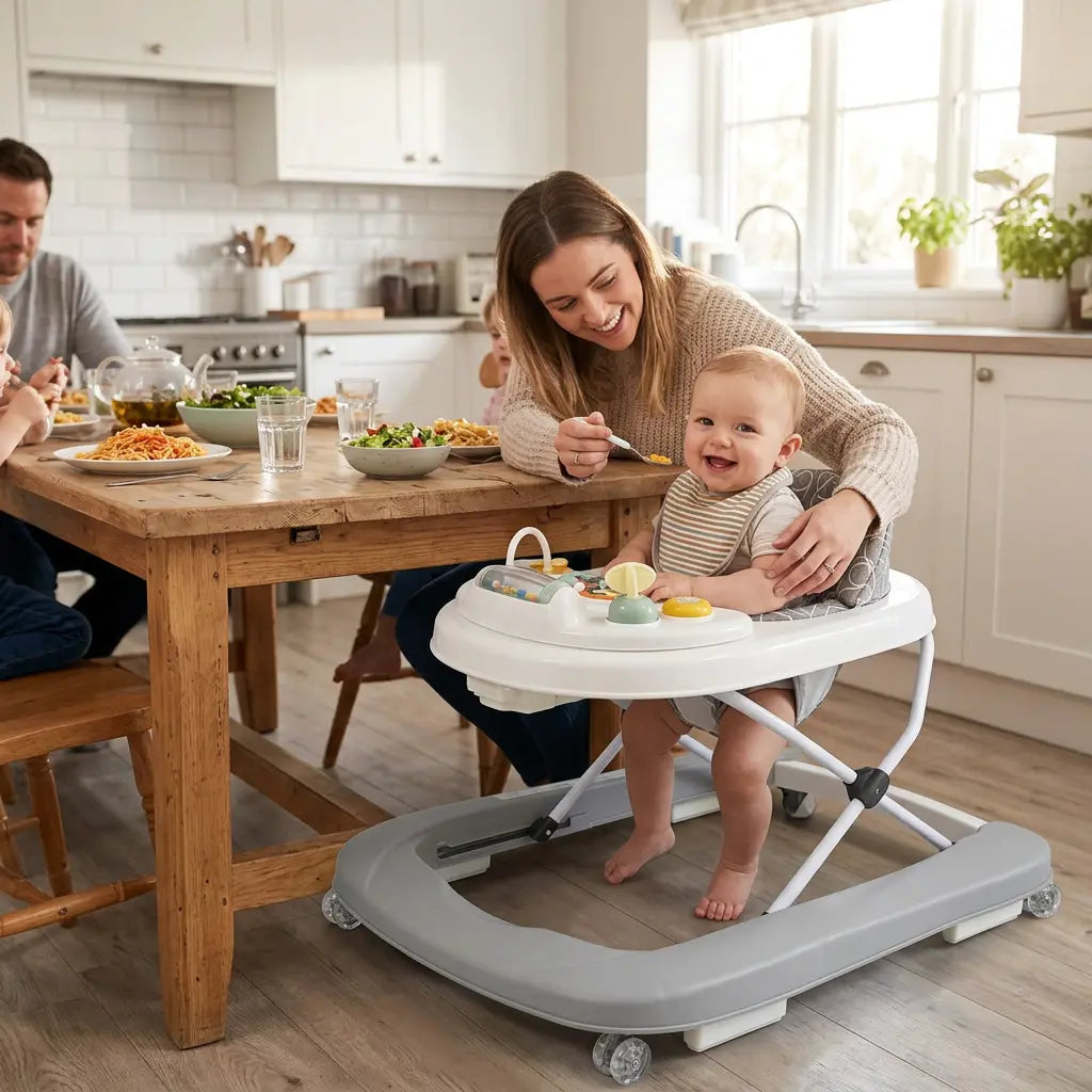 Premergător bebe KIDOO Baby Walker W1246UR2, cu jucării și muzică, 6–18 luni, Albastru