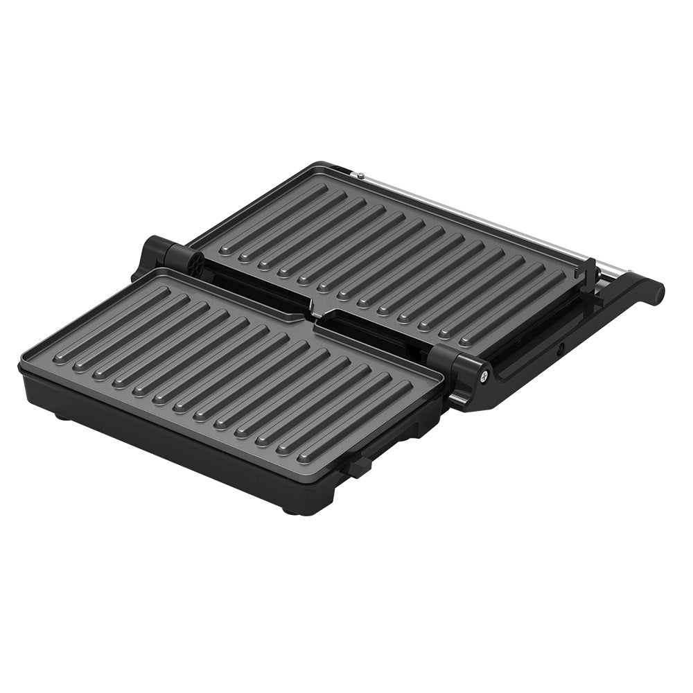 Grill Maker HALEY 2000W, Full Inox, Argintiu/Negru, Tuburi de Încălzire Curvate, Tavă de Gătit Integrată