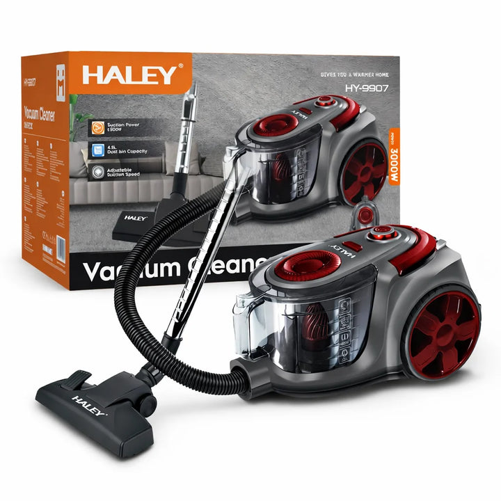 Aspirator fără Sac HALEY HY-9907, 3000W, Filtru HEPA, Recipient 4.5L, Putere Reglabilă