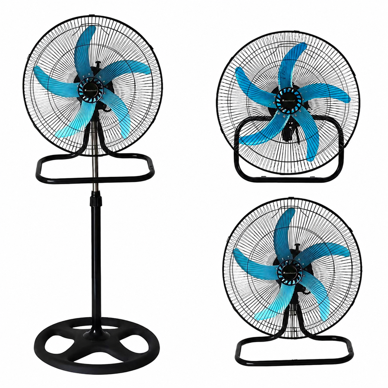 Ventilator 3 în 1 AT PERFORMANCE® AT-2055, 65W, 18 Inch, Podea, Perete și Picior, 3 Viteze, Oscilație, Reglabil pe Înălțime