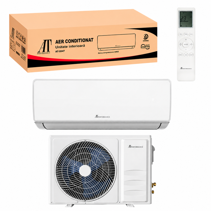 Aer Condiționat Inverter 12000 BTU, R32, Compresor GMCC/GREE, Răcire & Încălzire, Kit Instalare Inclus, Telecomandă LCD