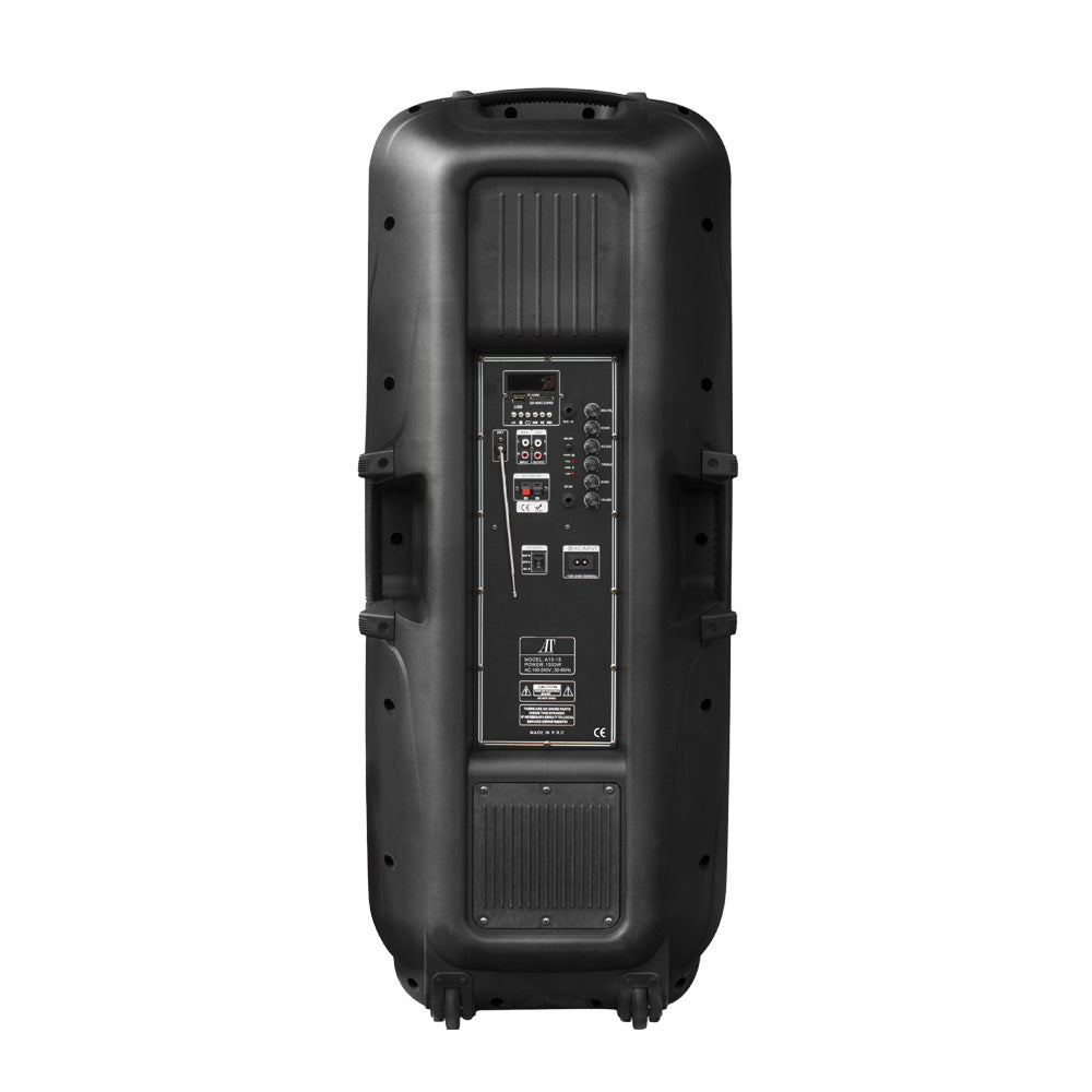 Boxă portabilă profesională AT Performance A15-15, 800W, Karaoke, Bluetooth, Microfon wireless, Baterie reîncărcabilă