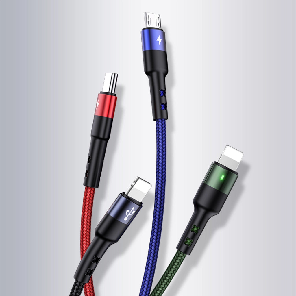 Cablu de incarcare împletit 3 în 1 USAMS, Lightning - USB-C - Micro USB, 5V, 1.2m