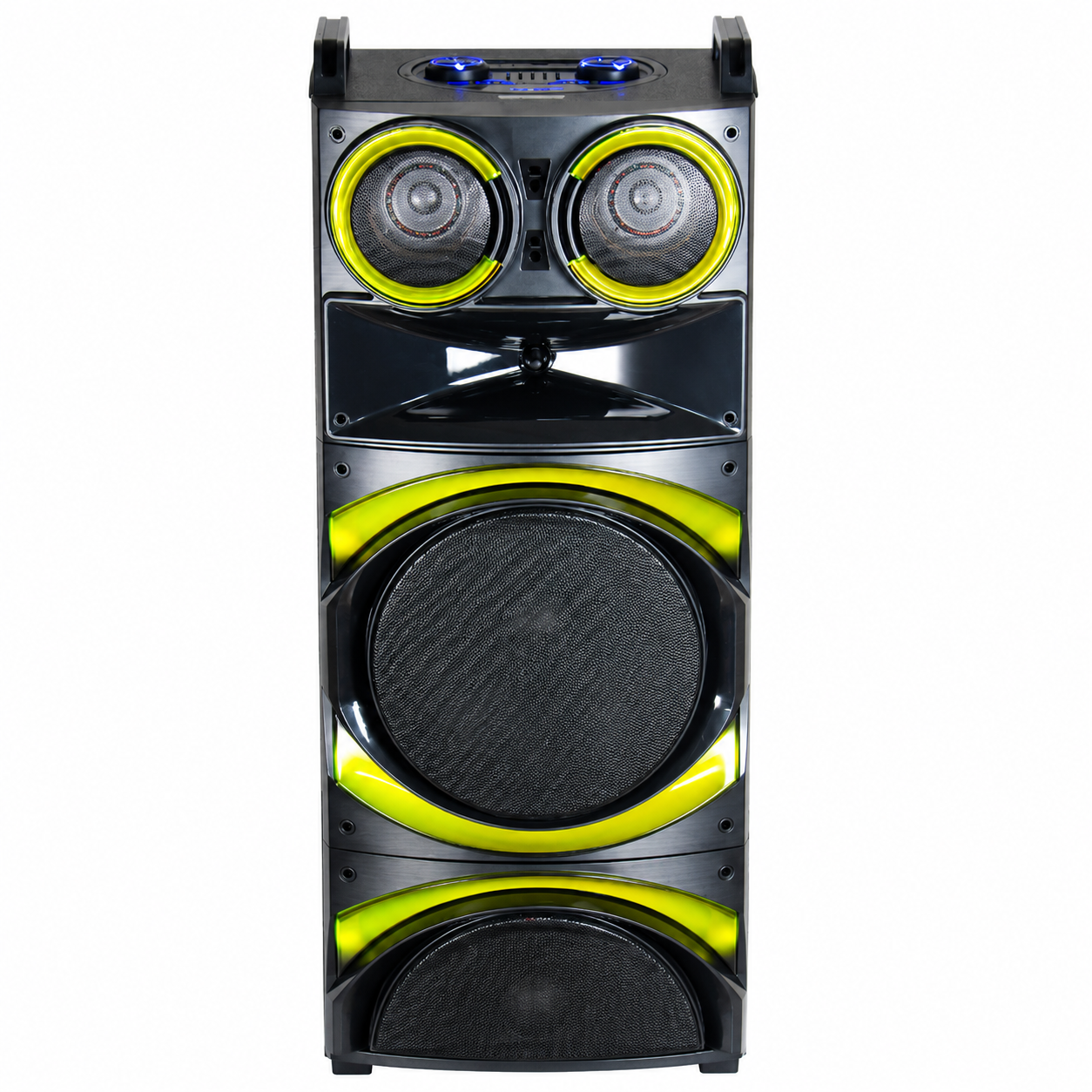 Boxă Karaoke AT PERFORMANCE® Portabilă 21200W PMPO, 2 x 12", Bluetooth, 2 Microfoane Wireless, RGB LED