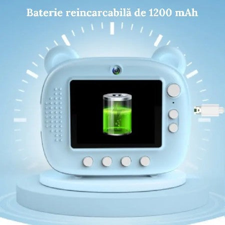 Aparat de Fotografiat AT PERFORMANCE® pentru Copii - Functie Imprimare, Ecran IPS 2,4 inch, Selfie, Video 1080P, Jocuri, Difuzor, Rame Personalizate, Baterie 1200 mAh, Cadou Perfect pentru Crăciun sau Zi de Naștere - Roz