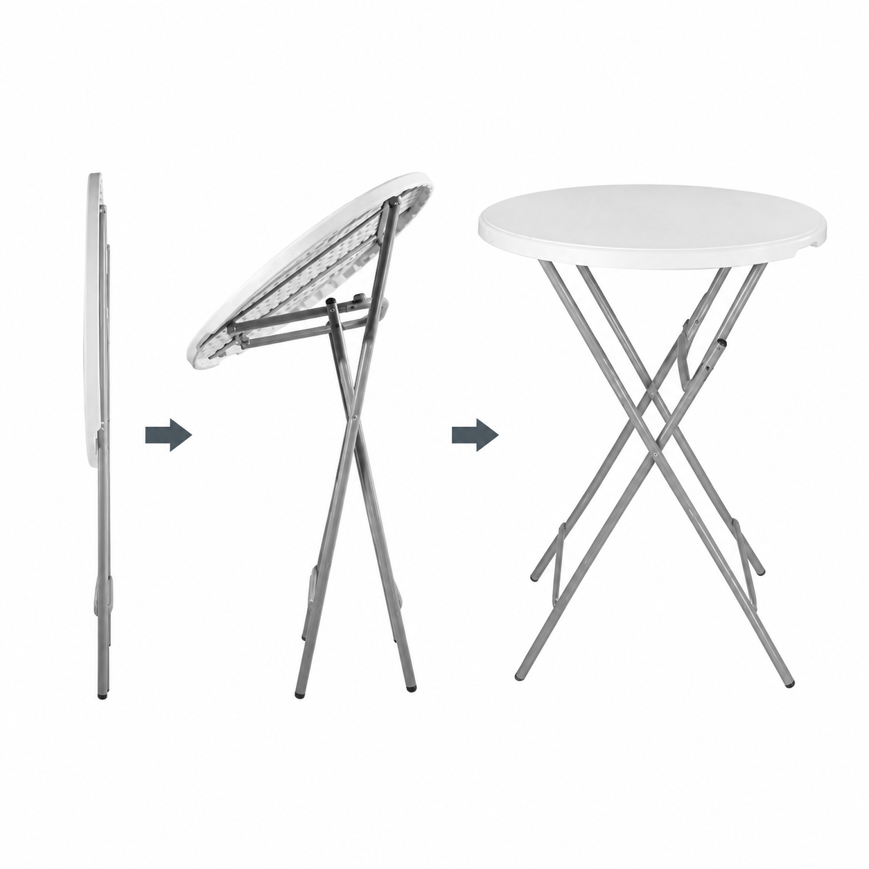 Masă Înaltă Pliabilă AT PERFORMANCE® AT-2061, Ø80 cm, 110 cm Înălțime, Husă Elastică Inclusă, Cadru Metalic