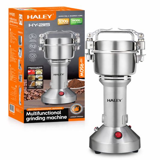 Râșniță electrică multifuncțională HALEY HY-2115, 950W, 100g, 28.000 RPM – pentru cafea și condimente