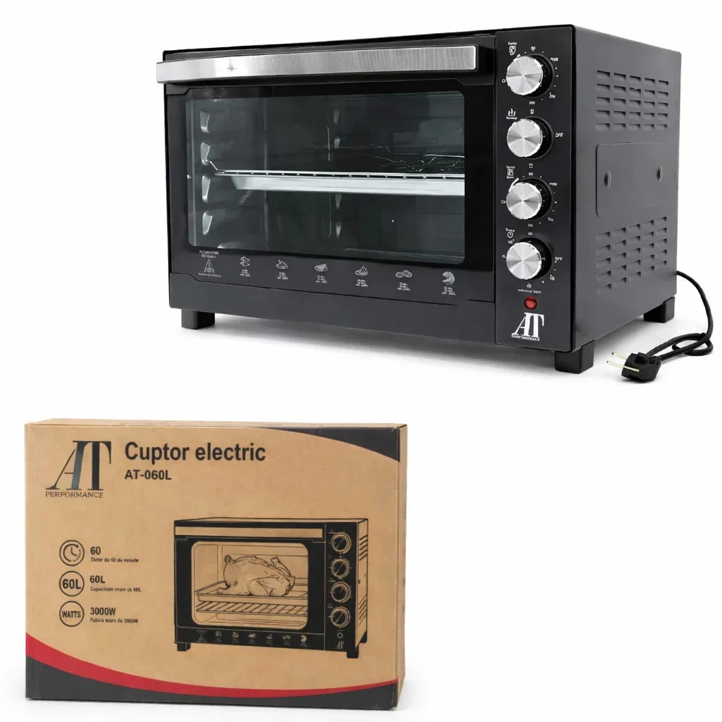 Cuptor Electric AT Performance AT-060L, 60L, 3000W, Timer 60 min, Negru