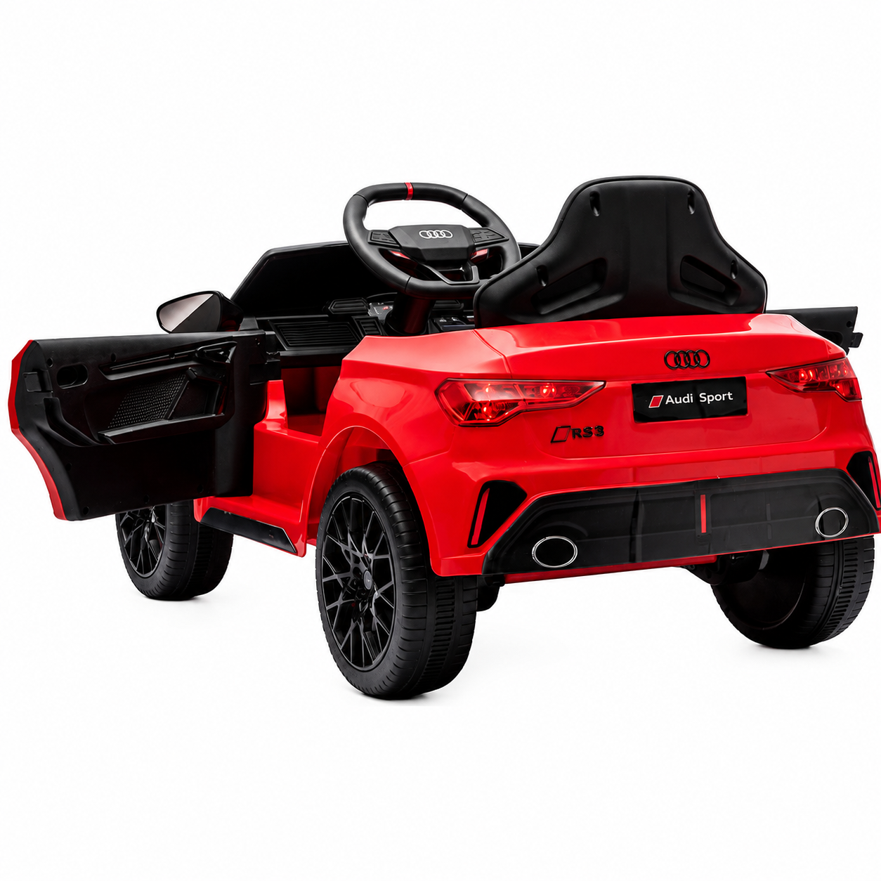 Mașinuță Electrică Pentru Copii KIDOO Audi RS 3 Sportback 2025, Licență Oficială Audi, 12V 4.5Ah, Telecomandă 2.4G, 3 Viteze, Bluetooth, USB, Lumini LED, Alb