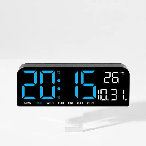 Ceas Digital AT PERFORMANCE®, de Masa si de Perete cu Lumina Led, Calendar, Cronometru, Temperatura, Alarma, Termometru, Functie Snooze, Luminozitate Adjustabila, 24x9cm.