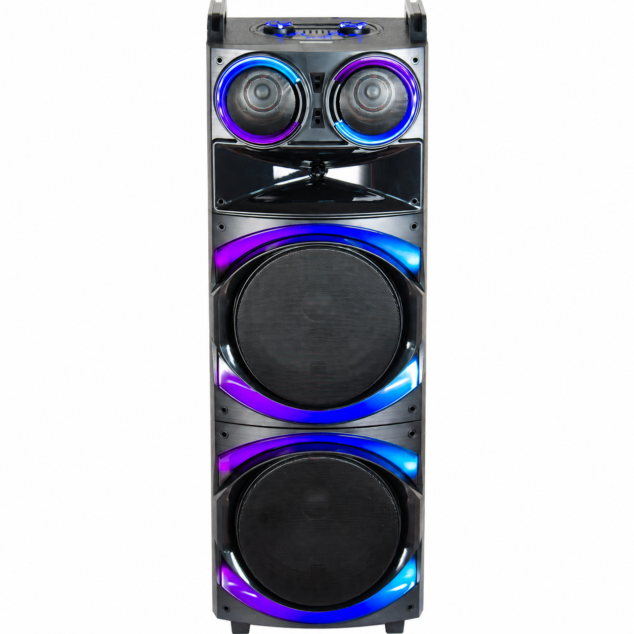 Boxă Karaoke AT PERFORMANCE® Portabilă 21200W PMPO, 2 x 12", Bluetooth, 2 Microfoane Wireless, RGB LED