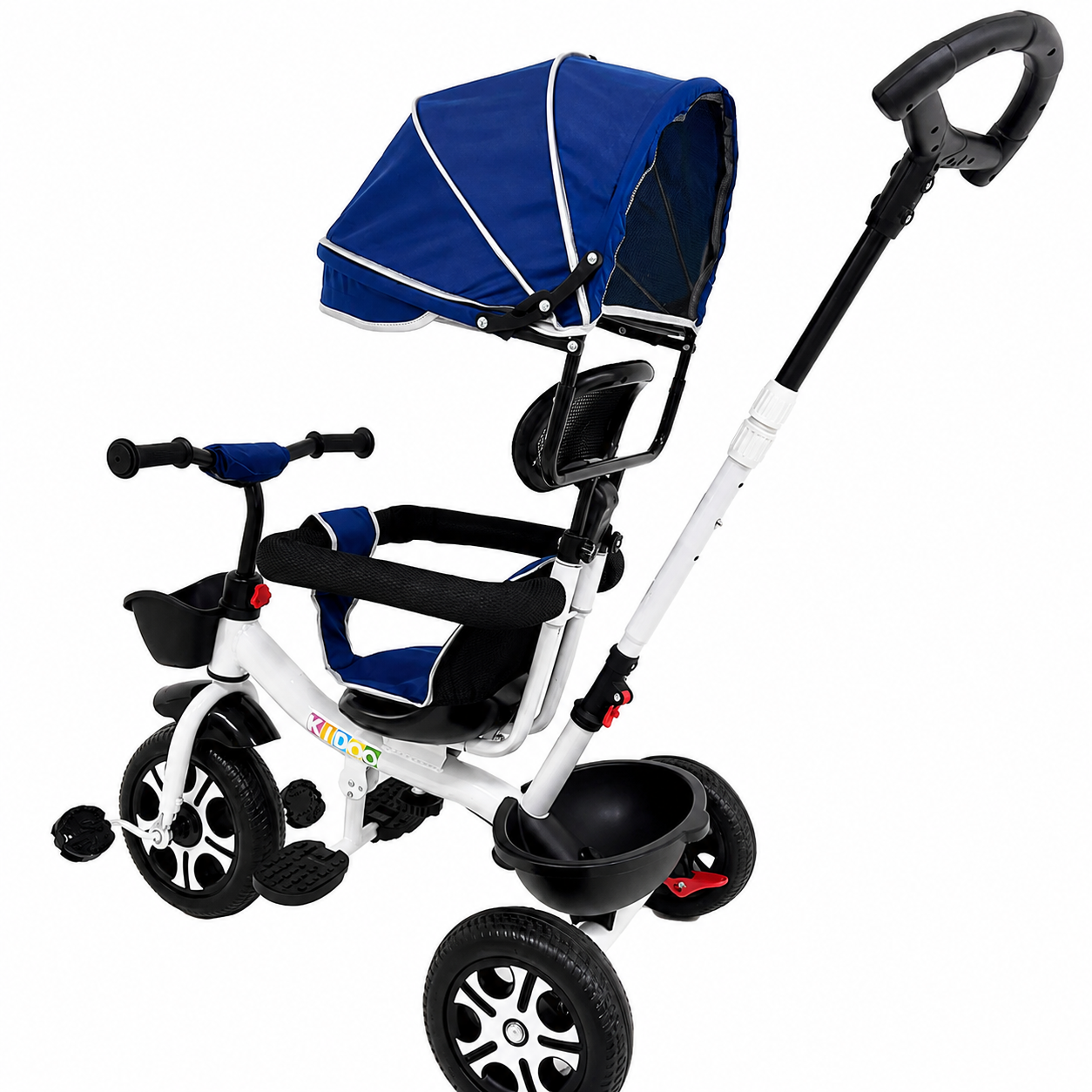 Tricicletă Evolutivă Kiddo KD-X06, Scaun Rotativ 360°, Poziție de Somn, Copertină UV, Roți din Cauciuc, 9 Luni – 6 Ani