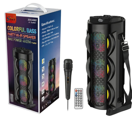 Boxă Portabilă Bluetooth AT Performance ZQS4303 cu Lumini RGB – 4" Party Speaker