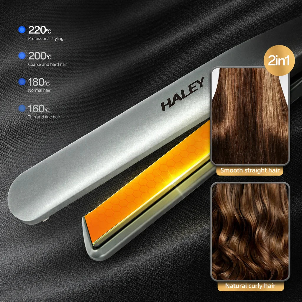 Placă de Îndreptat Părul HALEY HY-3012 cu Plăci Ceramice, Temperatură Reglabilă 100–230°C