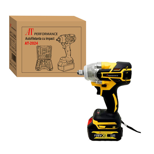 Mașină de Înșurubat cu Impact AT PERFORMANCE® 850Nm, 128V, 2 Acumulatori 5Ah, Set 40 Accesorii, Valiză Transport