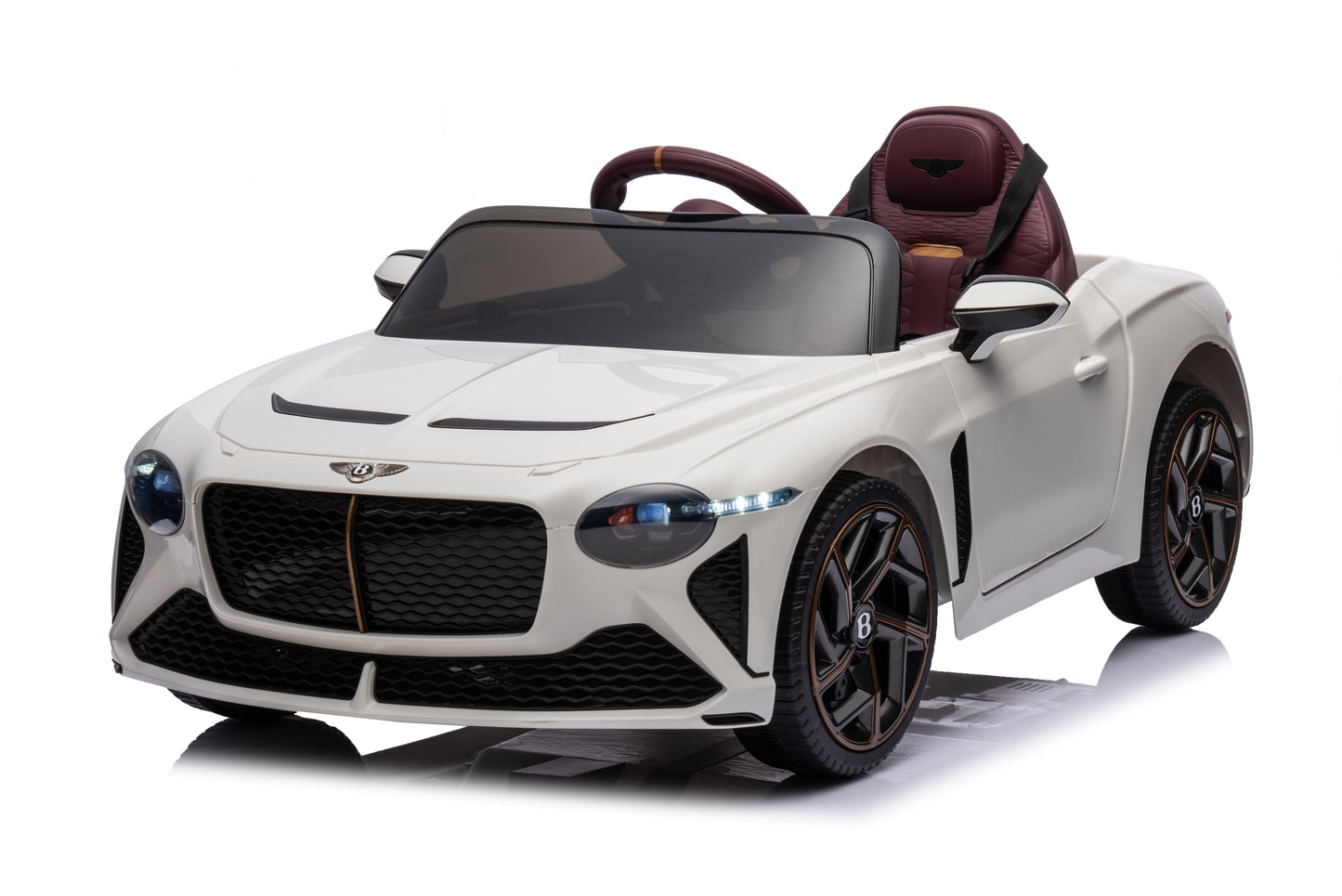 Mașinuță electrică copii Bentley Bacalar oficial licentiat, Kidoo, 12V, 2 motoare, telecomandă 2.4G, LED, USB, Bluetooth, 3-8 ani