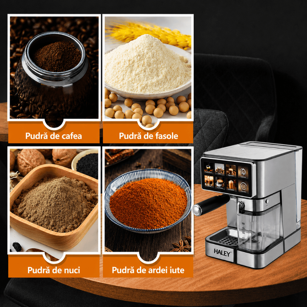 Espressor Automat Cu Ecran Tactil Color, Presiune 20 Bar, Rezervor Apă 1.8L Și Rezervor Lapte 500ml, 1350W, Carcasă Din Oțel Inoxidabil