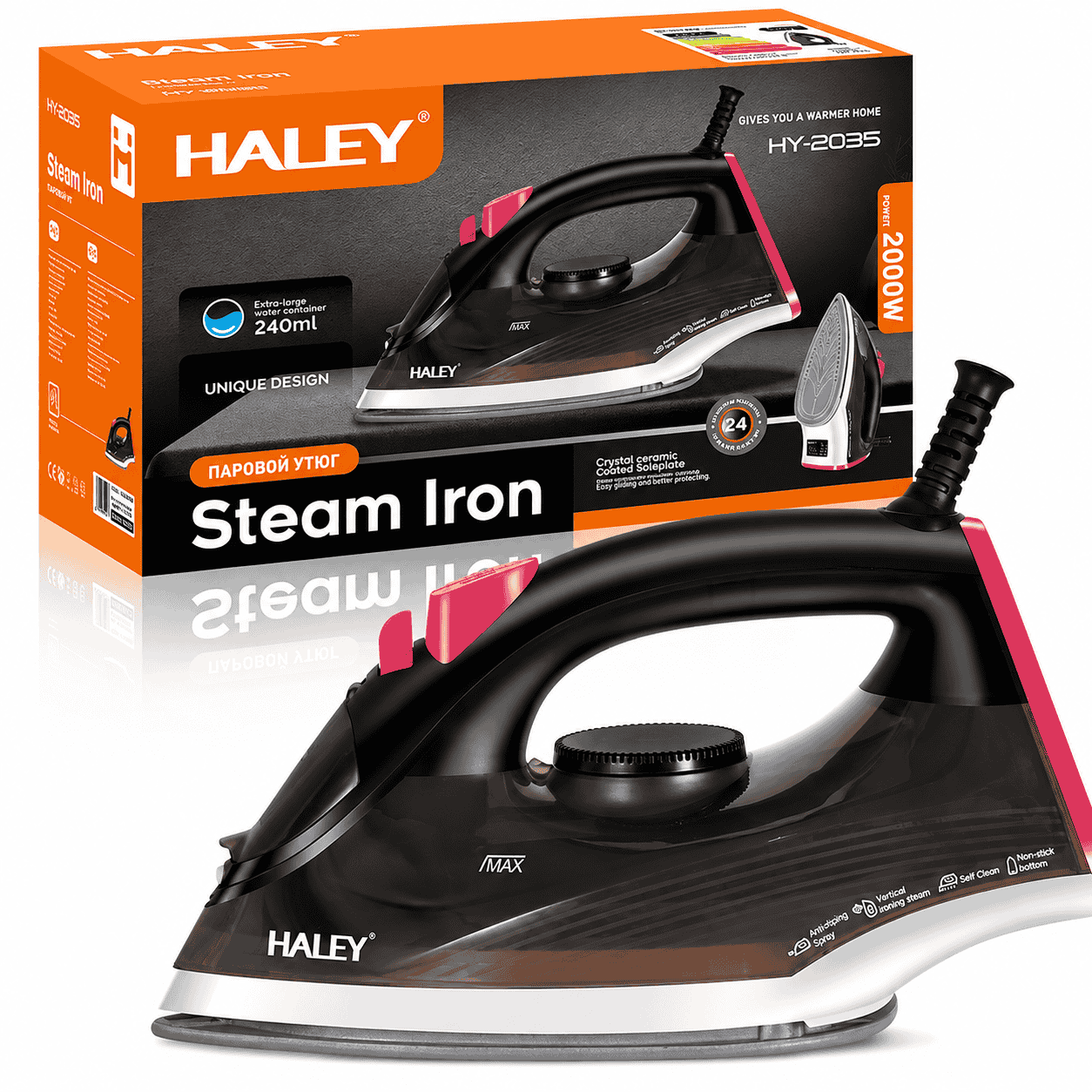 Fier De Călcat Cu Abur HALEY, Talpă Ceramică, Design Ergonomic, Funcții Multiple