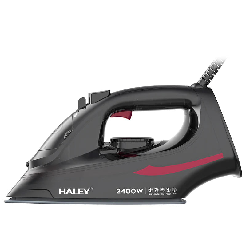 Fier de călcat cu abur HALEY® HY-2060, 2400W, Talpă ceramică, Abur vertical, Auto-curățare, Cablu 1.5m, Negru