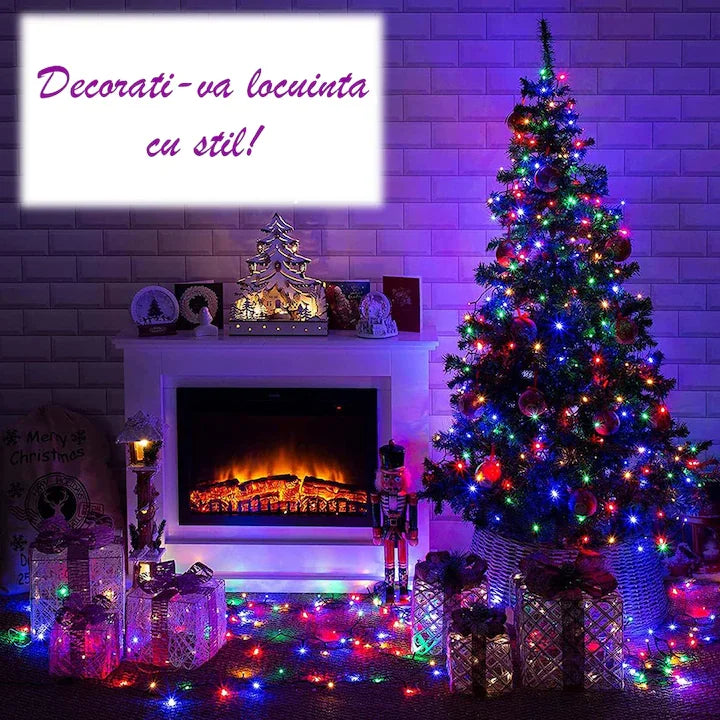 Pachet 2 Bucăți – Instalație Crăciun Liniară 100m, 480 LED-uri, 8 Jocuri Lumini, Multicolor, AT PERFORMANCE®