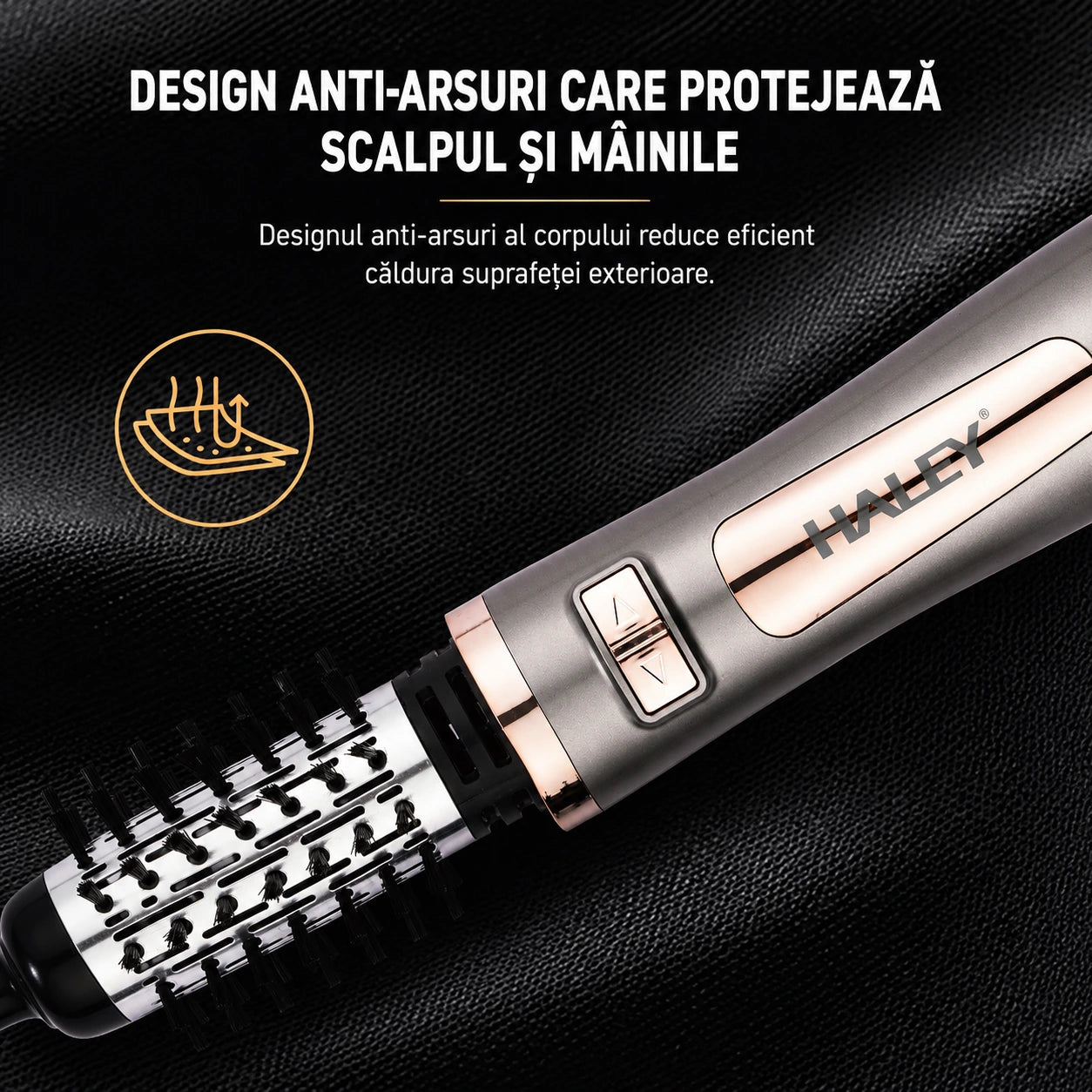 Perie Rotativă Pentru Păr Haley HY-4035, 1500W, 3 Viteze, Rotire În Ambele Direcții, Pentru Ondulare Și Îndreptare
