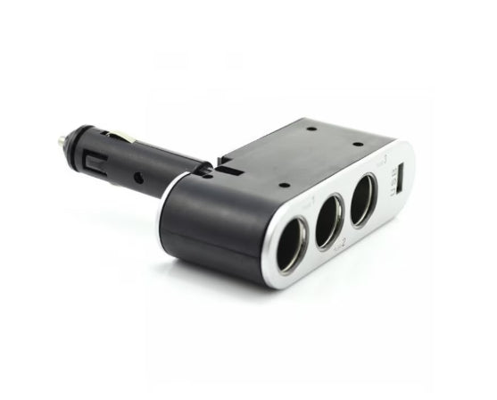 Priza Bricheta Auto, Tripla cu port USB, Redare Audio de pe telefoane, Fara Fir, Negru