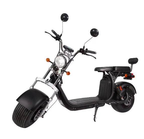 Scuter Electric Negru, Autonomie 45 Km, Viteza maxima 50 km/h, Timp incarcare 5h, Baterie detasabila 20 Ah, Suspensie Fata-Spate, Putere motor 1500W