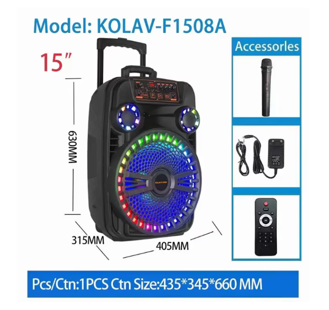 Boxa portabila bluetooth kolov F-1508A, USB, Radio FM, microfon, joc de lumin RGB