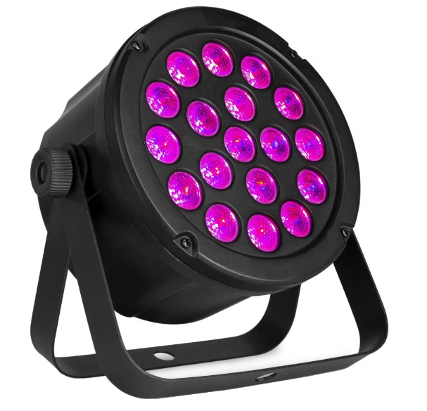 Proiector de lumini PAR 18 LED, RGB, Negru, Disco / Club / Exterior / Arhitecturale, AT PERFORMANCE