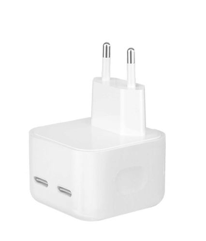 Adaptor de priza 220V, 35W, cu 2 Porturi USB tip-C, Alb