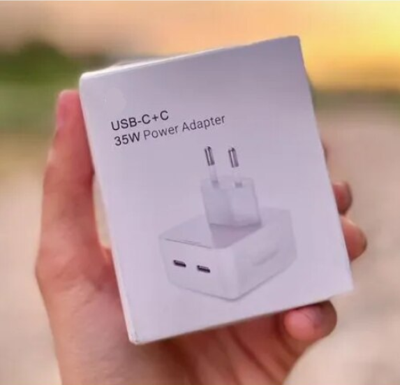 Adaptor de priza 220V, 35W, cu 2 Porturi USB tip-C, Alb