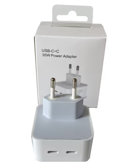 Adaptor de priza 220V, 35W, cu 2 Porturi USB tip-C, Alb