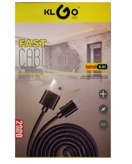 Cablu de incarcare si date Micro USB, Lungime 2 m, Conector 2 USB 2.0, Negru