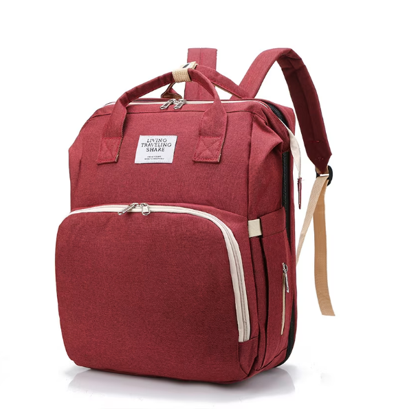 Rucsac 3-in-1 pentru bebelusi, cu spatiu pentru schimbat scutece pliabil integrat, At Performance, impermeabila, 39x30x18cm, Rosu